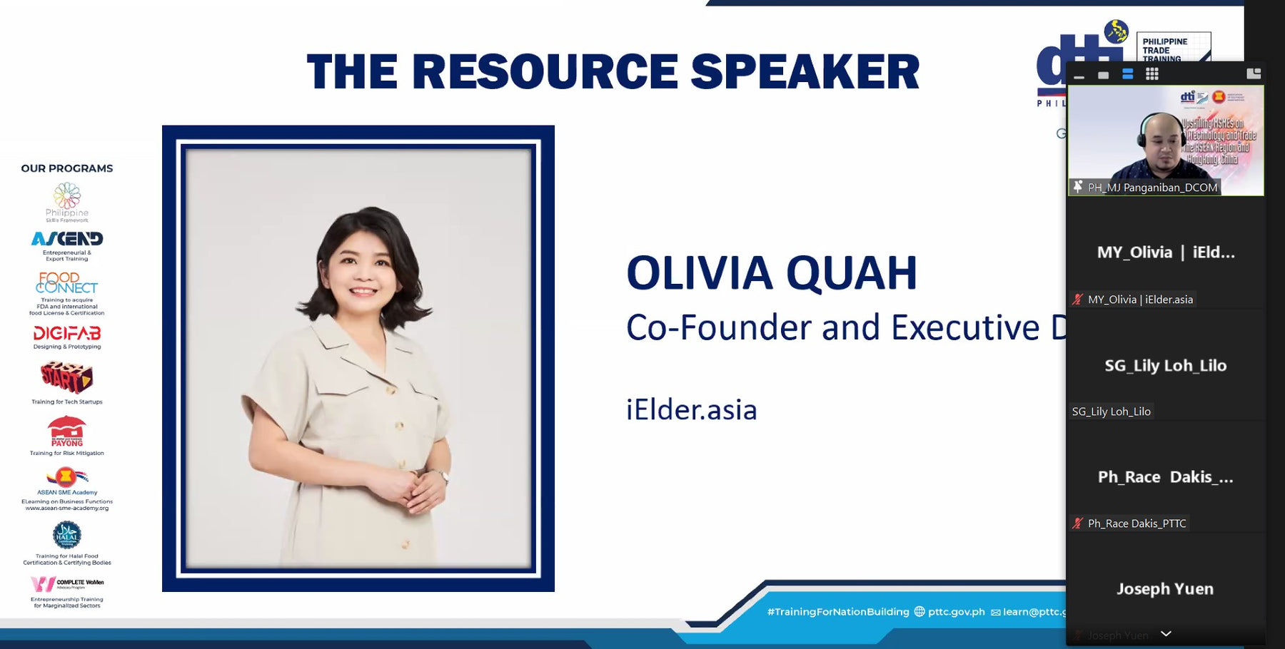 Olivia from iElder presents in the Forum on "Leveraging E-Commerce for Business Productivity and Efficiency: Forum on MSMEs‘ Experience" under ASEAN - HKFTA Project