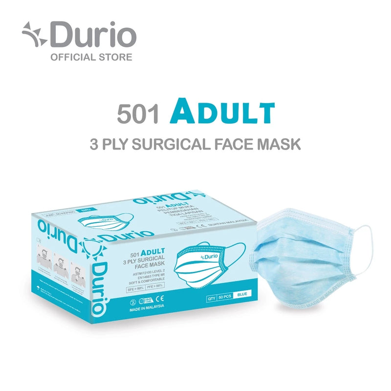 Topeng Muka Pembedahan 3 Lapis Dewasa Durio 501 (50 Keping)