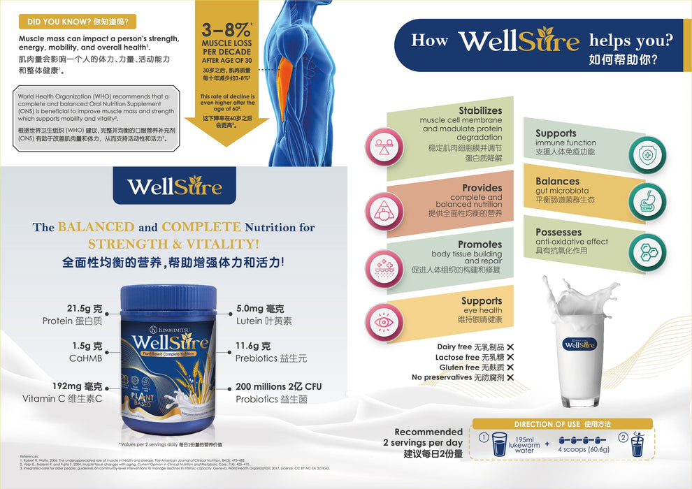 Wellsure 850g (Plant Based Complete Nutrition) | Kinohimitsu