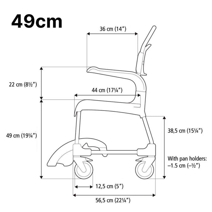 Shower Commode Chair Lagoon Green with Front-opened Seat | Etac Clean