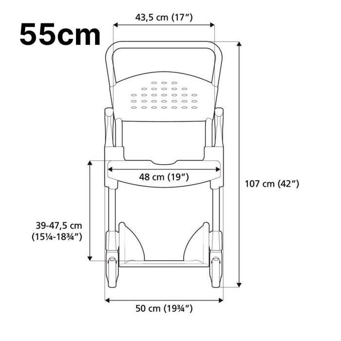 Shower Commode Chair Lagoon Green with Front-opened Seat | Etac Clean