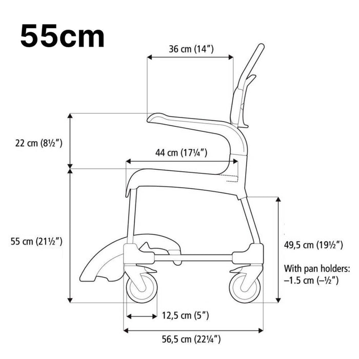 Shower Commode Chair Lagoon Green with Front-opened Seat | Etac Clean