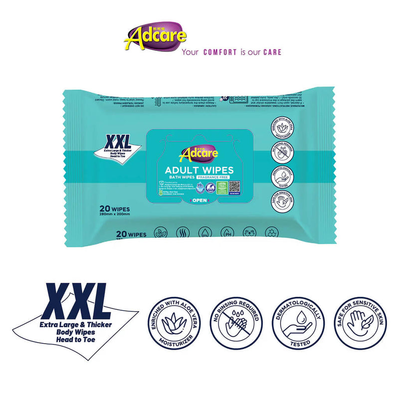 Tisu Basah Tisu Badan Adcare Bebas Wangian (20 keping) (20x28cm) 