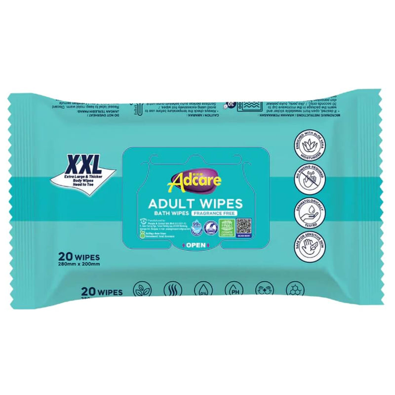 Tisu Basah Tisu Badan Adcare Bebas Wangian (20 keping) (20x28cm) 