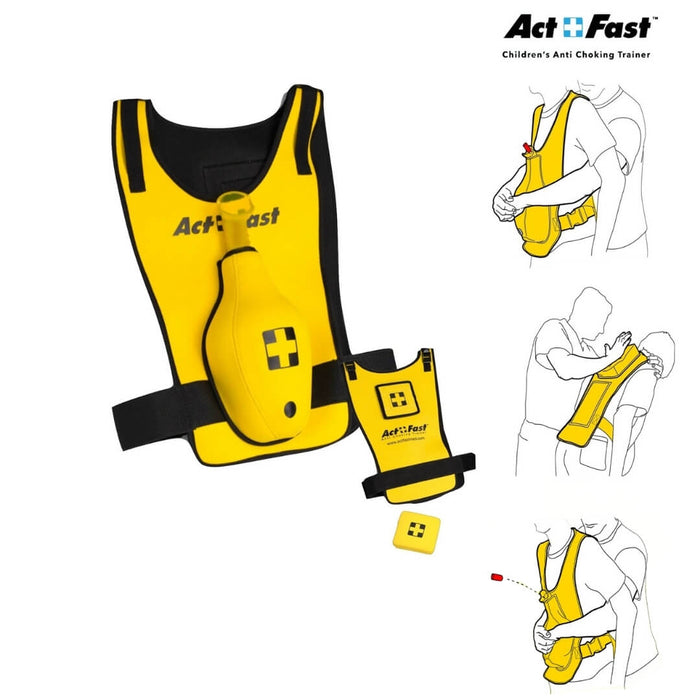 Act+Fast Anti Choking Trainer for kids with optional back slap pad Yellow