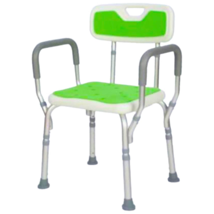 Aluminium Shower Chair with Quick Release Backrest, Height Adjustable & Detachable Armrest