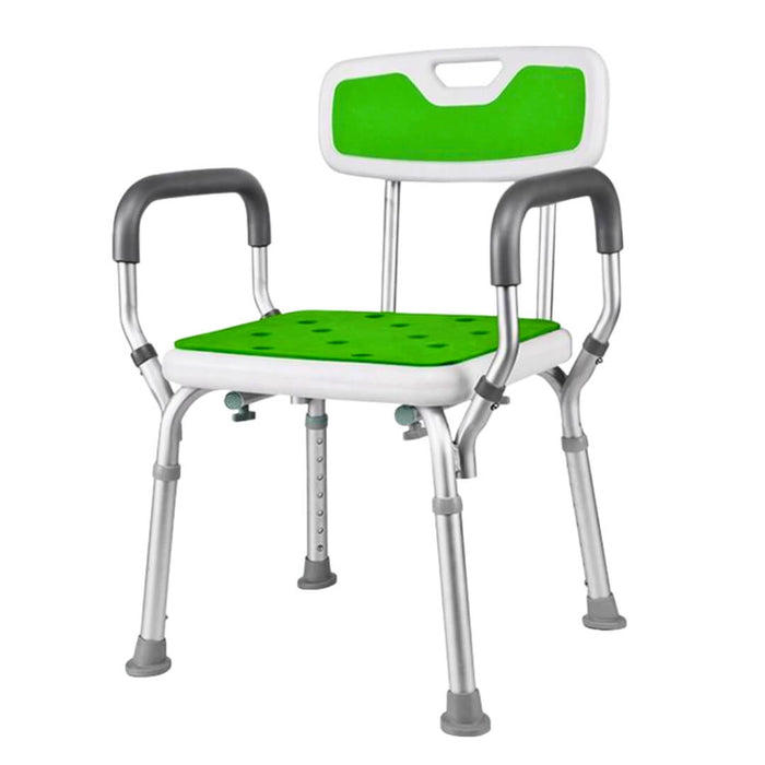 Aluminium Shower Chair with Quick Release Backrest, Height Adjustable & Detachable Armrest