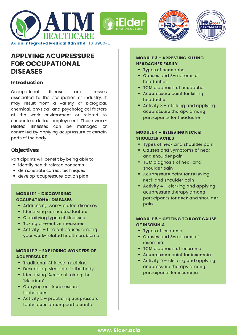 [HRD Corp Claimable] Applying Acupressure for Occupational Diseases