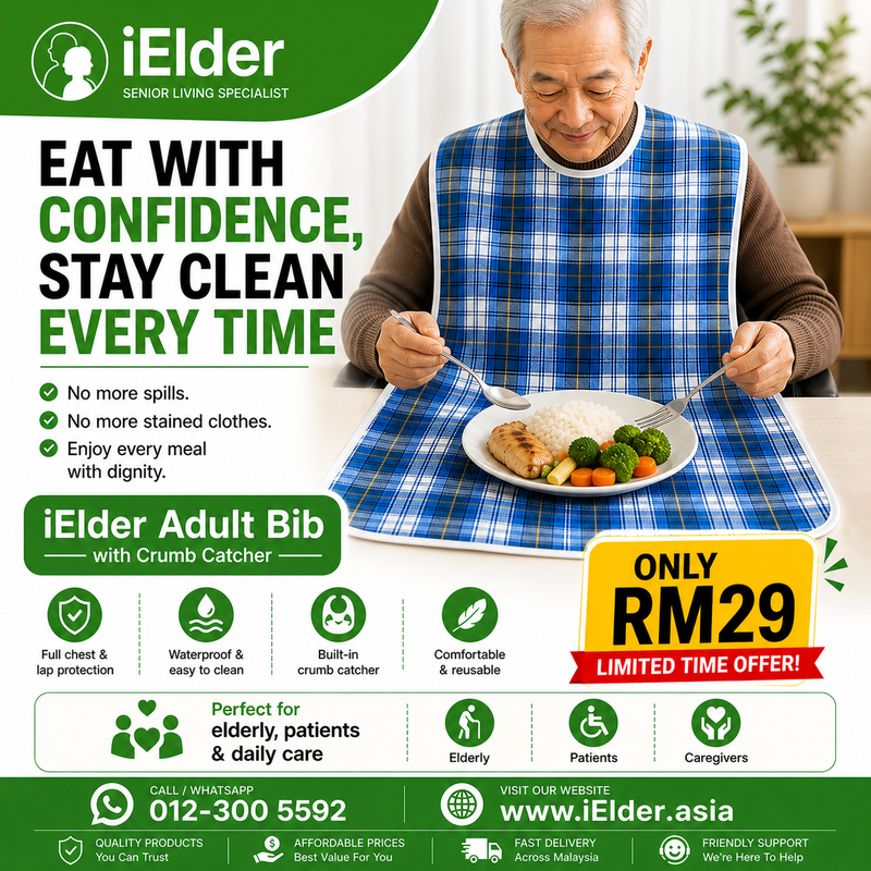 Adult Bib with Crumb Catcher | Washable & Waterproof | iElder