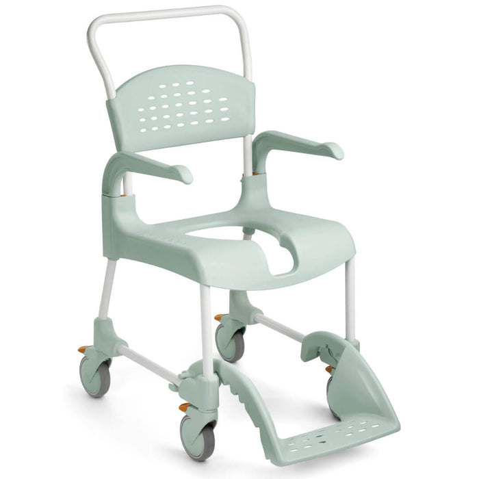 Shower Commode Chair Lagoon Green with Front-opened Seat | Etac Clean