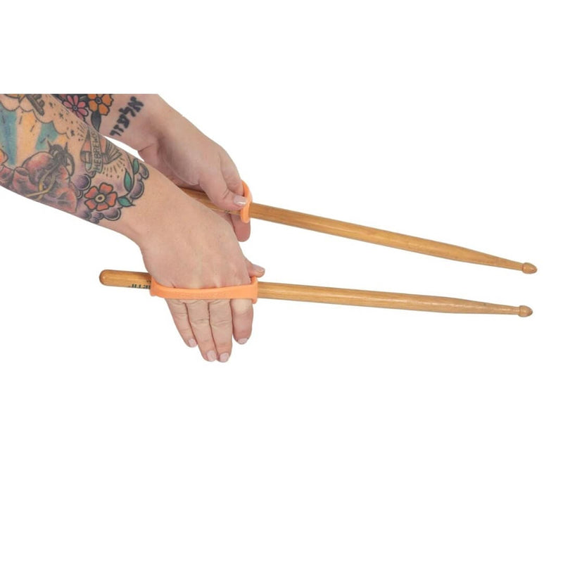 EazyHold 橙色两件装 5 英寸 - 通用袖带，硅胶自适应握力辅助器