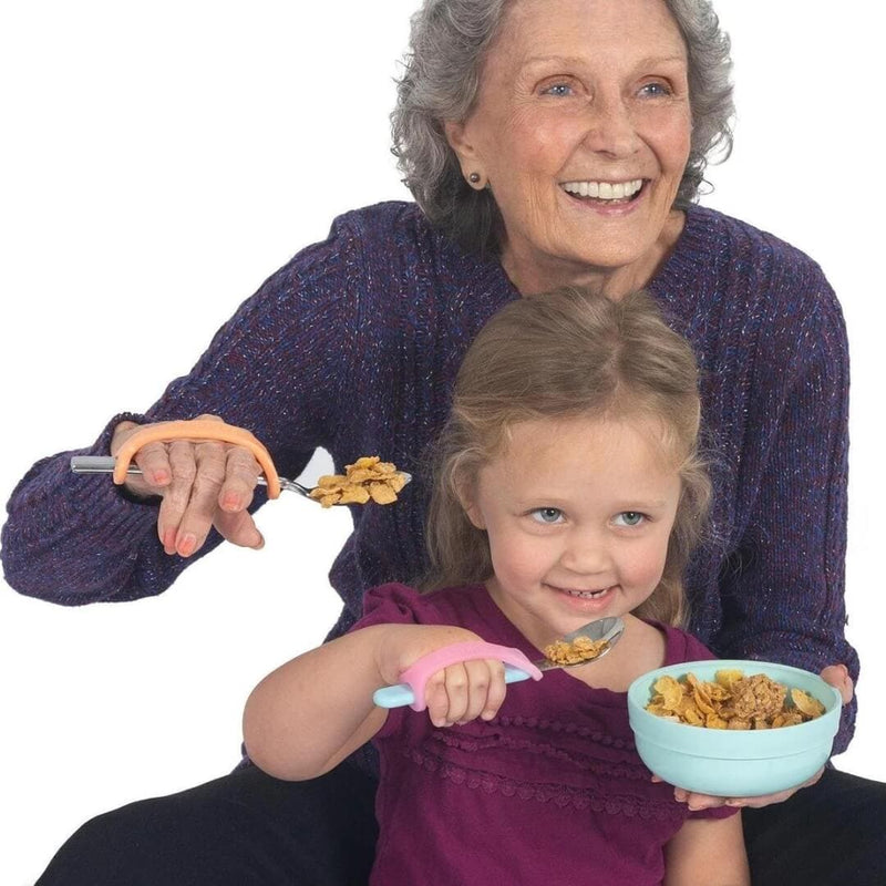 EazyHold 粉色两件装 4 英寸 - 通用袖套，硅胶自适应握力辅助器