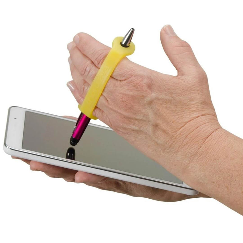 EazyHold 黄色两件装 4 英寸 - 通用袖带，硅胶自适应握力辅助器