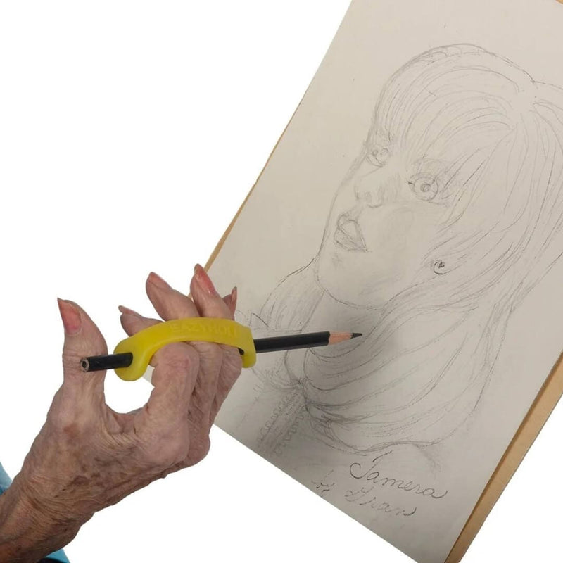 EazyHold 黄色两件装 4 英寸 - 通用袖带，硅胶自适应握力辅助器