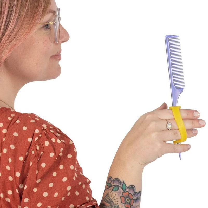 EazyHold 黄色两件装 4 英寸 - 通用袖带，硅胶自适应握力辅助器