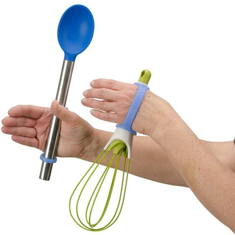 EazyHold 蓝色两件装 5 1/4 英寸 - 通用袖口，硅胶自适应握力辅助器