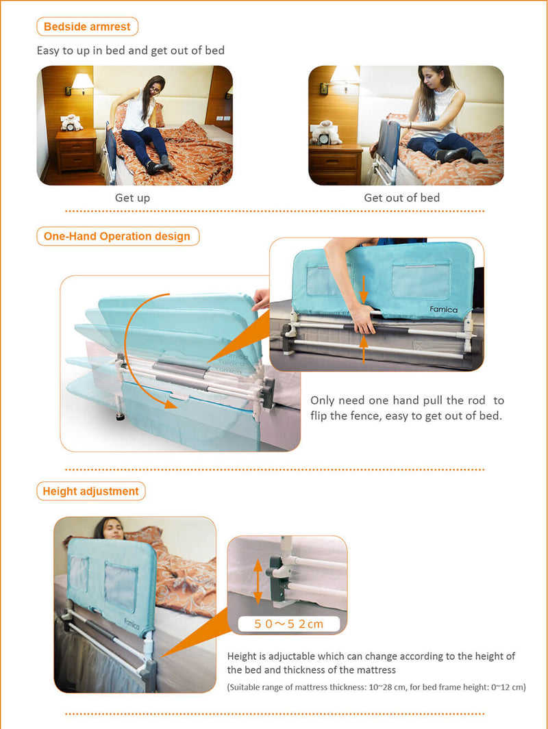 Famica Safety Bed Rail for Elderly | Fall Prevention & Peace of Mind