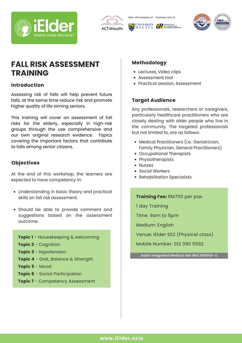 [HRD Corp Claimable] ACT4Health Falls Risk Assessment Training among Senior Care Home Caregiver  (14 August 2025)