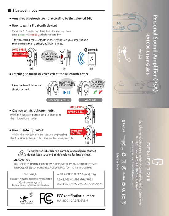 Geniesori Personal Sound Hearing Amplifier