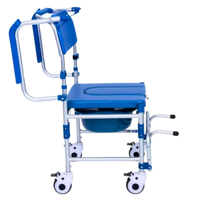 Mobile Aluminium Shower & Commode With Swingback Armrest and Footrest