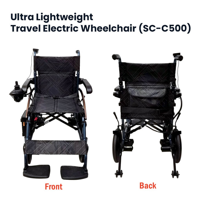 Ultra Lightweight Travel Electric Wheelchair (SC-C500) with Nursing Rear Controller & User Joystick Controller | SOWELL