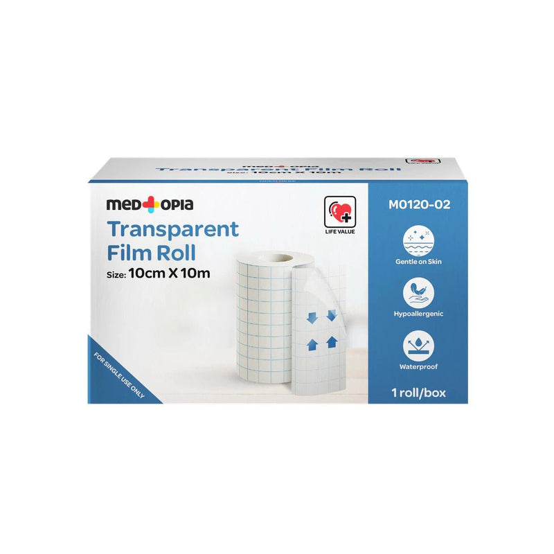 Medtopia Medical Grade Transparent Film Roll Dressing, 10cm x 10m - 1 Roll