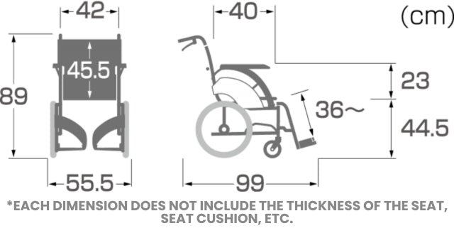 WAVIT Ergonomic Wheelchair WAP16-42S | Kawamura