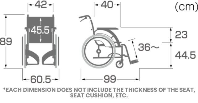 WAVIT Ergonomic Wheelchair WAP22-42S | Kawamura