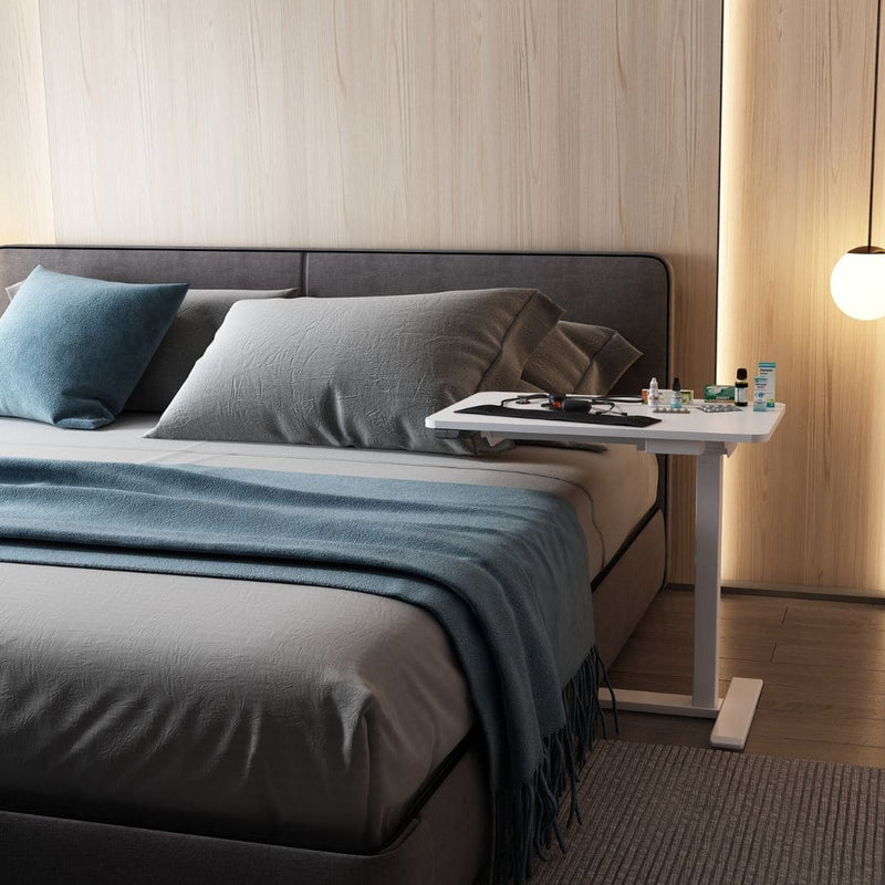 移动电动高度可调床头柜，白色 |爱长者