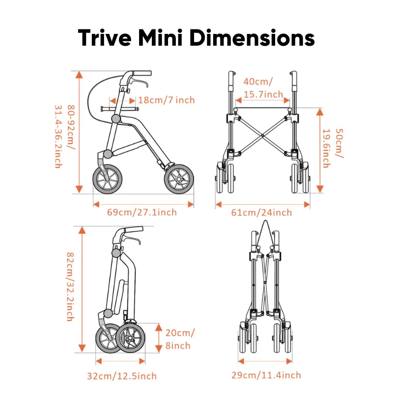Trive Lightweight Compact Rollator | Uplivin