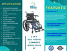 2 IN1 Self Propel Commode Wheelchair