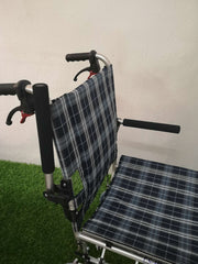 Blue Check Pattern Aluminium Transit Wheelchair with Carry Bag 9kg (16") - Asian Integrated Medical Sdn Bhd (ielder.asia)