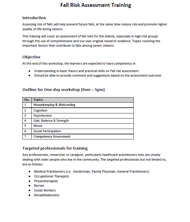 ACT4Health Falls Risk Assessment