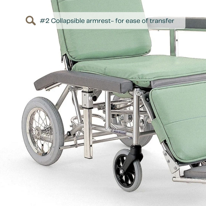 Reclining Wheelchair with Headrest RR60NB | Kawamura